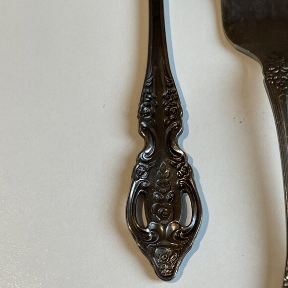 7 Salad Forks Flatware SSS By Oneida Renoir Pembrooke Glossy Stainless Pierced - Picture 5 of 6